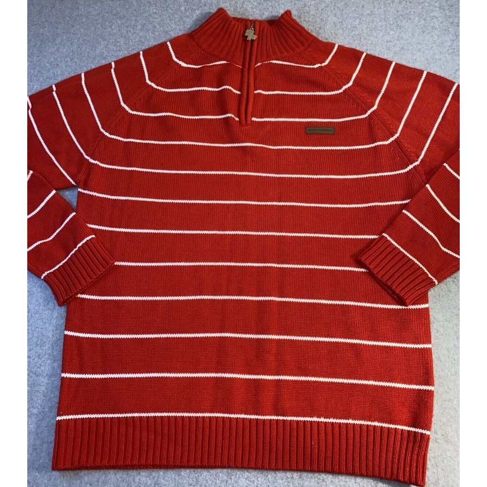 SOUTHPOLE Vtg Red Striped 1/4 Zip Rib Knit SWEATER Men's XL
